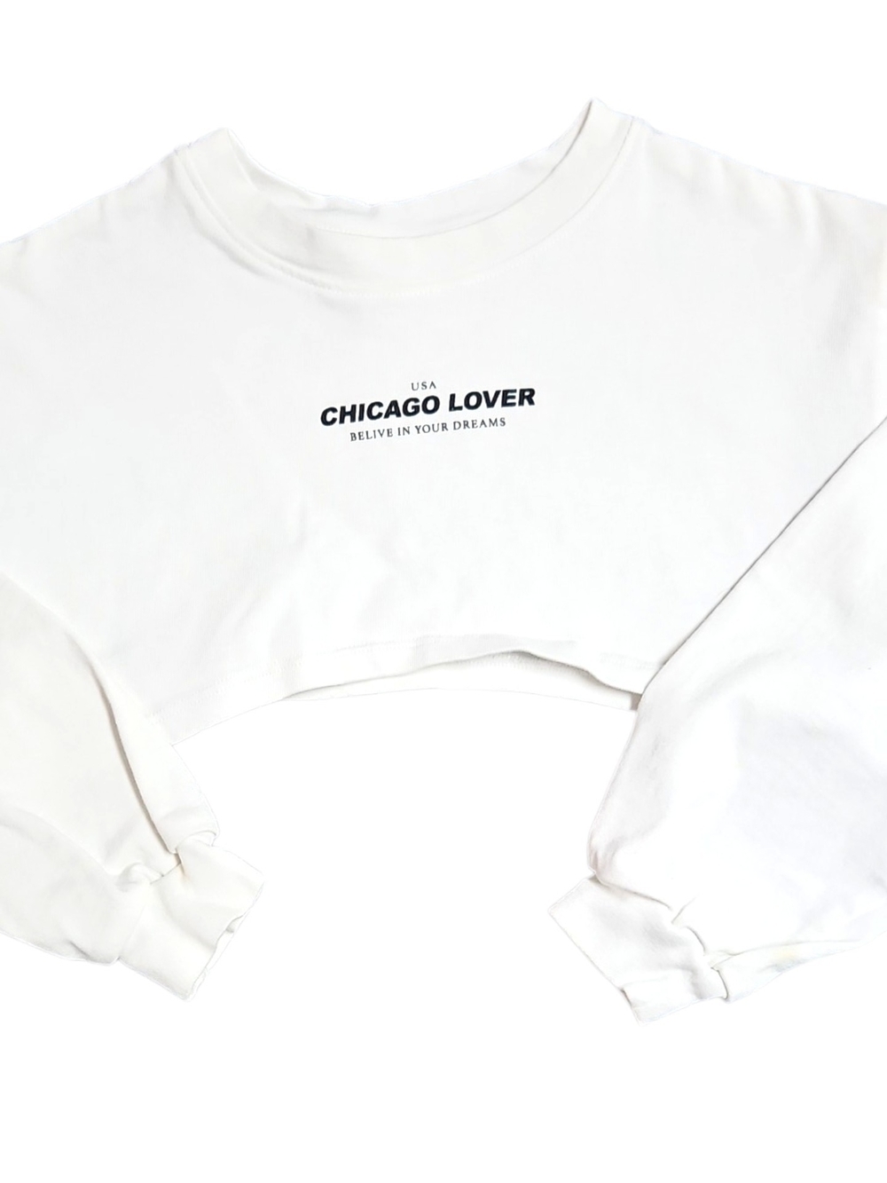 Zara Girl's White Cropped Sweatshirt "Chicago Lover" Size 10